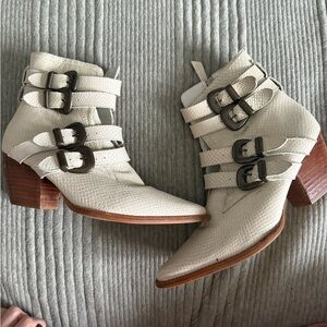 Matisse Cream Ankle Boots with Buckles